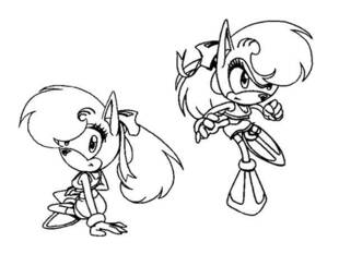 Boceto de Tiara Boobowski, que habría sido el interés amoroso de Sonic en Sonic X-treme.