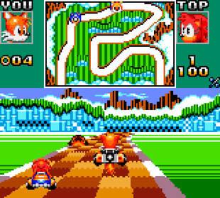 Sonic Drift 2 (GG). Desde hace décadas, Sonic también tiene presencia en los juegos de conducción.