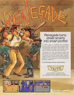 Renegade llegó a los recreativos occidentales bajo la marca Taito, con un importante lavado de cara respecto al original.