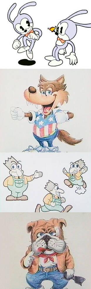 Las ideas para la mascota incluían un bulldog, un lobo con bandera americana y una especie de Bart Simpson.