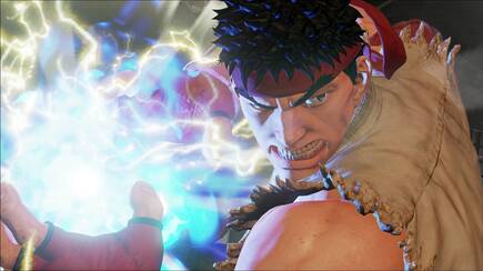 Ryu lanza la Denjin Hadouken, una bola de energía eléctrica de Street Fighter III.