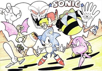 Sonic, Madonna, Eggman y algunas criaturas que no llegaron al juego.