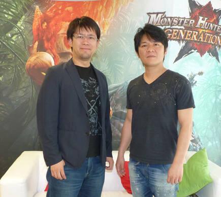 Shintaro Kojima (a la izquierda) y Ryozo Tsujimoto pasaron unas horas en España para hablar con la prensa y tener un encuentro con la comunidad de jugadores de Monster Hunter.
