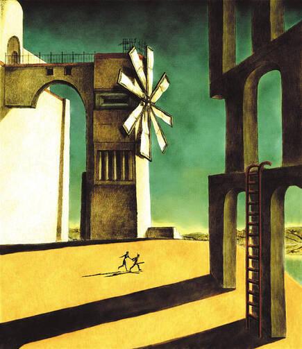 Ueda pintó la carátula europea inspirándose en los paisajes de Giorgio de Chirico.
