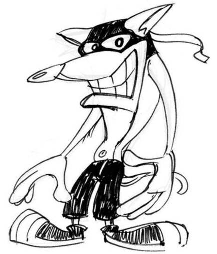 El diseño de Crash no cambió demasiado en el desarrollo. Este es el primer boceto.