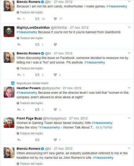 Brenda Romero se implicó en el hashtag #1reasonwhy, contó sin pelos en la lengua que no se sentía cómoda en el E3 aunque llevara 30 años haciendo juegos y relató distintas experiencias sexistas que había tenido.