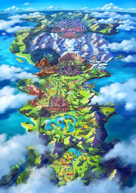 Este es el mapa de Galar. Promete ser una región muy grande en la que nos esperan decenas de aventuras.