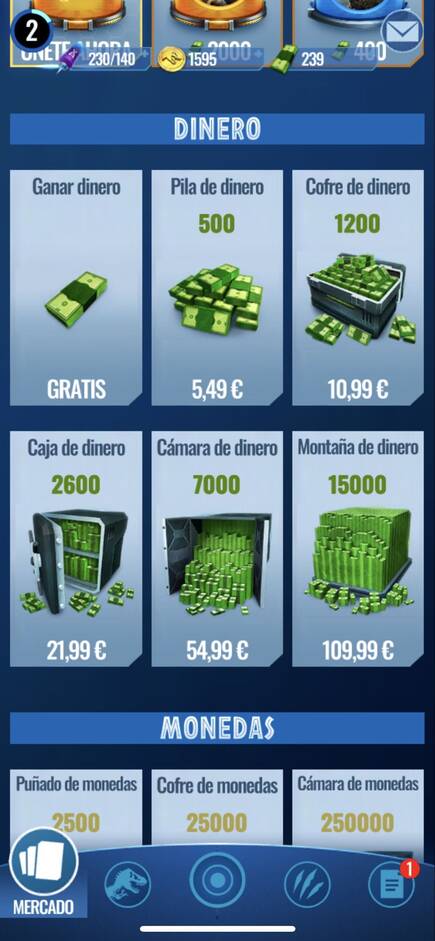 Además del servicio de suscripción VIP (9,99€), hay monedas y billetes virtuales, que nos sirven para comprar y mejorar elementos del videojuego.