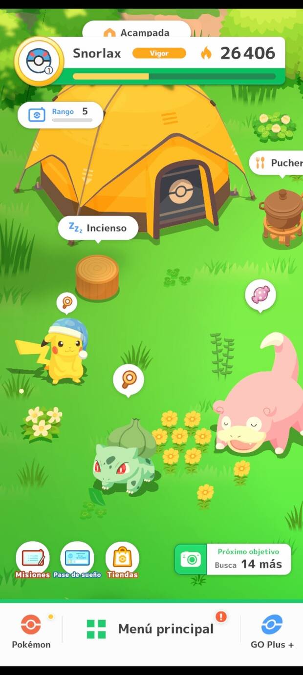 Los Pokémon del equipo, incluyendo el Pikachu con el gorro de dormir, recogen ingredientes hasta un límite, por lo que conviene entrar cada dos horas a recogerlos.