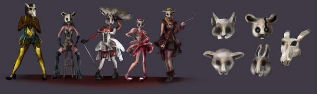 Dibujos conceptuales de las bailarinas de 'Maskerade'.
