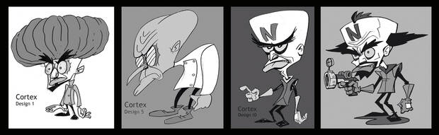 El Doctor Neo Cortex también pasó por varias etapas de diseño hasta adoptar el aspecto que todos conocemos.