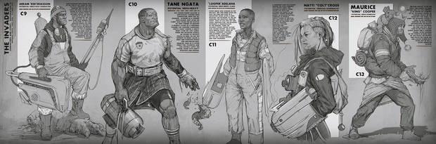 Algunos ejemplos de diferentes personajes, gente de todo tipo atrapada en la batalla contra los alienígenas.