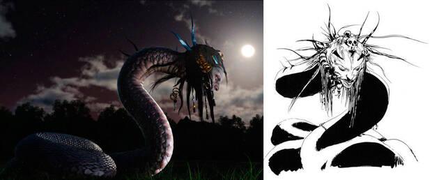Inspiración en lo clásico. El diseño de Naga, basado en un boceto de Yoshitaka Amano.