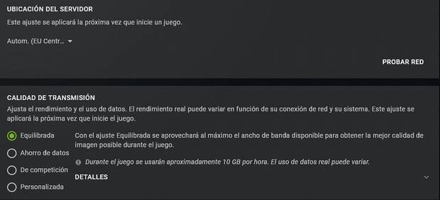 El servicio nos deja escoger entre diferentes calidades de retransmisión que se ajustan a nuestras necesidades.