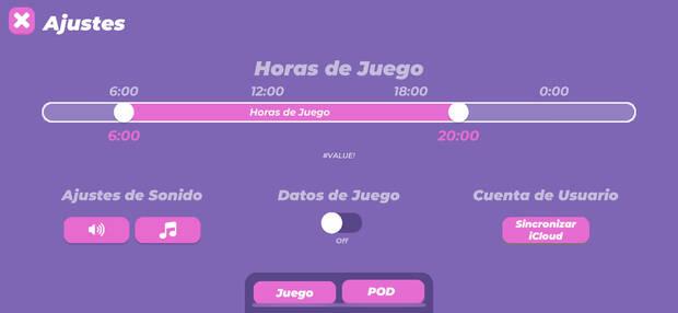 Hay controles parentales accesibles para administrar el tiempo de uso del juego y la compartición de datos.