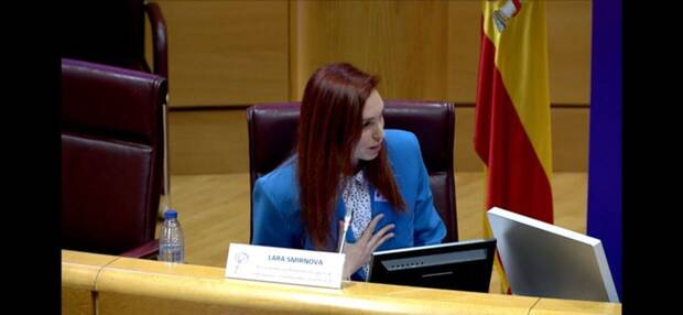 Smirnova durante su intervención en el Senado en 2022 en las jornadas #masmujeres, organizadas por el Partido Socialista.