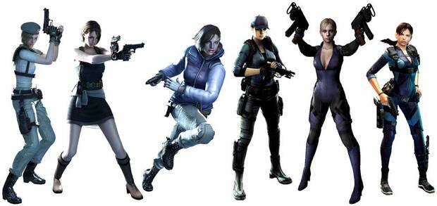 Diferentes diseños de Jill Valentine a lo largo de la saga.