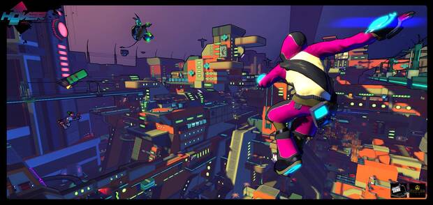 ‘Hover: Revolt of Gamers’ tiene una estética que nos recordará a títulos como ‘Crackdown’ o ‘Jet Set Radio’, con los que comparte algo más que el simple aspecto audiovisual.
