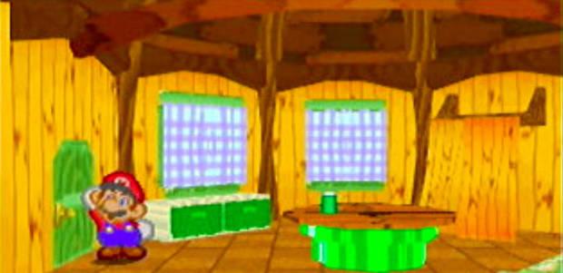 Mario en su casa en una imagen temprana y muy diferente de la versión final.