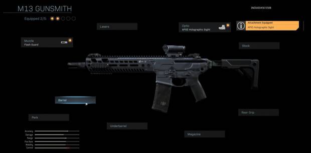 Tenemos numerosas posibilidades de personalización de nuestras armas que afectan de forma notable a su comportamiento en el campo de batalla.