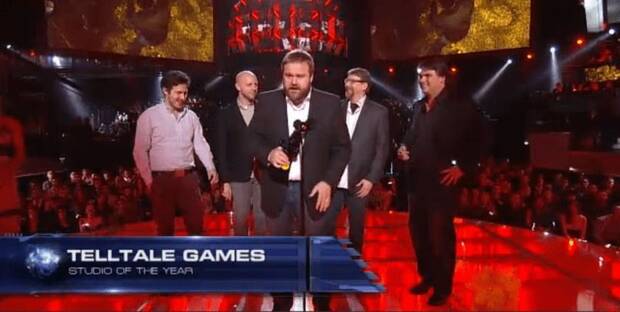 Telltale Games recogiendo el premio a 'Mejor estudio del año' en los Video Game Awards 2012.