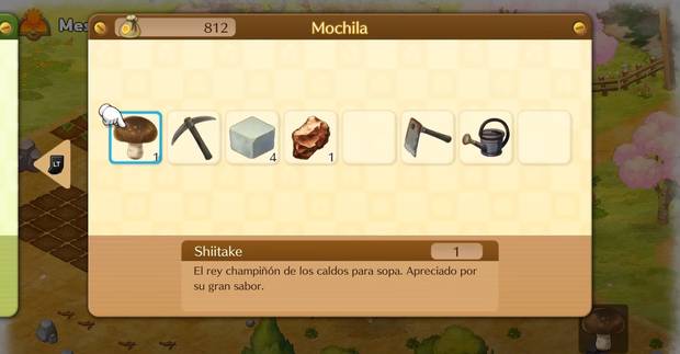 Es posible acceder al inventario que nos ayuda a almacenar y agrupar los distintos objetos de los que disponemos.