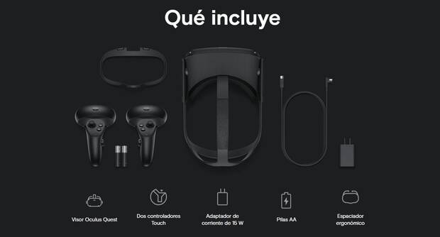 Oculus Quest incluye todo lo necesario para empezar a jugar.