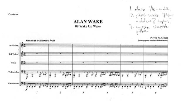 Segmento del libro de partituras utilizado para grabar con la Philarmonic Orchestra Halle (Staatskapelle Halle) en el que se pueden apreciar algunas anotaciones.