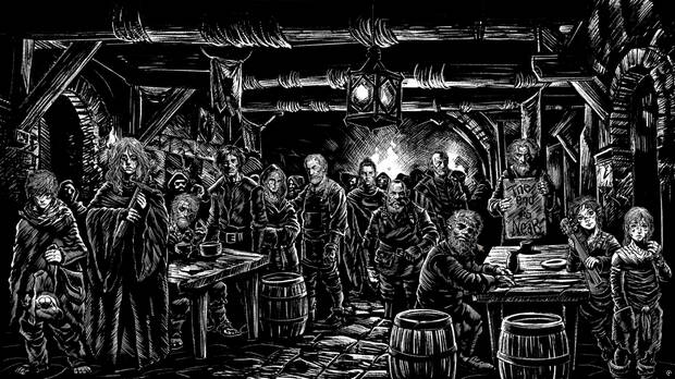 El estilo art�stico de The Secret of Weepstone bebe directamente de los manuales de rol cl�sicos, con ilustraciones de autores como Ian MacLean.