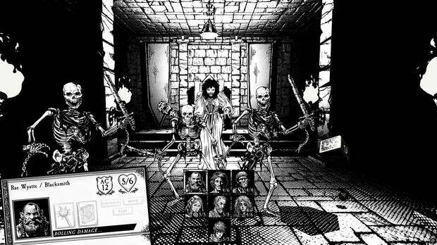 Las tiradas de dados cuentan con f�sicas reales, permitiendo ver los dados rebotar contra los enemigos en plena mazmorra.