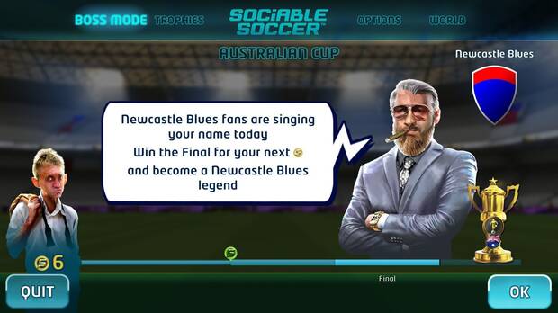 En Boss Mode que empezaremos con los equipos más modestos para ir subiendo de categorías hasta poder jugar el Mundial de selecciones.