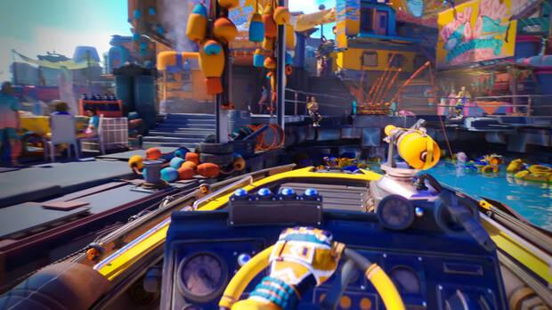 El mundo está inundado, así que movernos en lancha entre escenarios será la mejor opción.