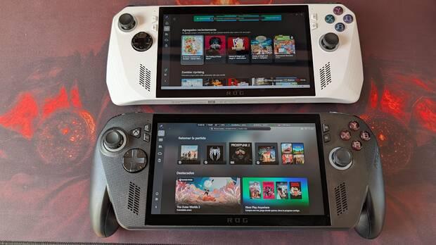 Arriba la ROG Ally original, abajo la nueva ROG Xbox Ally X