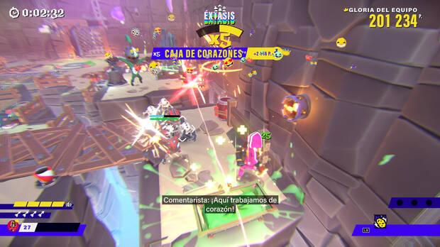 Colaboramos en mazmorras derrotando enemigos, pulsando interruptores, lanzando bombas, encontrando orbes y mucho ms.