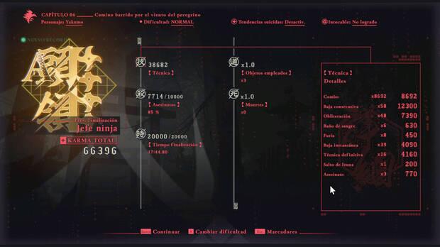 La puntuacin al final de cada captulo depende de muchos aspectos, incluyendo tcnica, asesinatos o tiempo empleado.