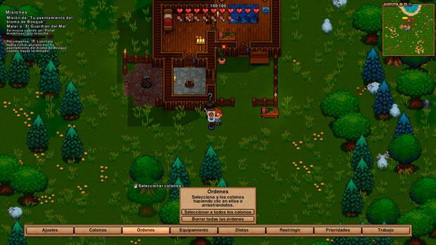 Adems de las mecnicas de supervivencia y obtencin de recursos, tambin puedes gestionar tu asentamiento. Manda a tus colonos al trabajo ms aburrido!
