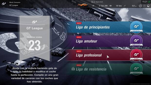 Los campeonatos de GT League no son el clásico modo GT, pero sí lo más parecido. Completar todo lleva muchas horas.