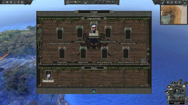 Siempre que cumplan ciertos requisitos, podemos elegir que algunos de nuestros Señores ocupen un cargo de poder en nuestra flota para aumentar su poder, una mecánica extraída de 'Total War Saga: Thrones of Britannia'.