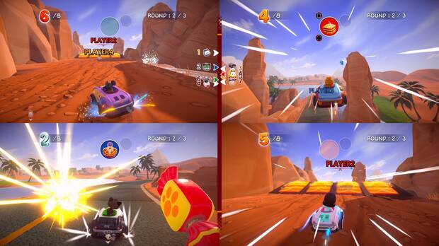 Es posible jugar tanto online contra otros siete participantes más así como a pantalla dividida contra otros tres.