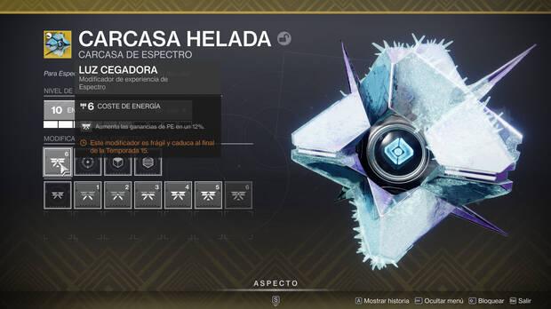 Los Espectros han añadido modificadores para que podamos personalizar la experiencia obtenida y la detección de recursos, entre otras cosas.