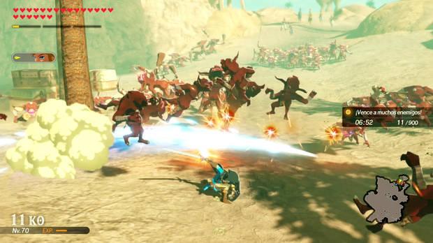Link puede empuñar todo tipo de armas distintas. Según la que nos equipemos, su moveset cambiará por completo y parecerá un personaje totalmente distinto.