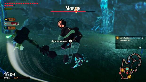 Como en 'Breath of the Wild', ralentizaremos el tiempo para realizar un furioso contraataque si esquivamos un golpe justo en el momento en el que lo vamos a recibir. Hacer esto también expone el punto débil del enemigo.