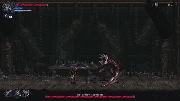 Si dejamos a un enemigo aturdido, podremos ejecutarlo con una animación al más puro estilo Blasphemous.