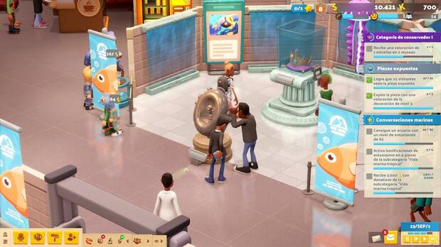 Hay eventos aleatorios como prstamos de obras externas que te darn una recompensa si cumples el objetivo de visitas.