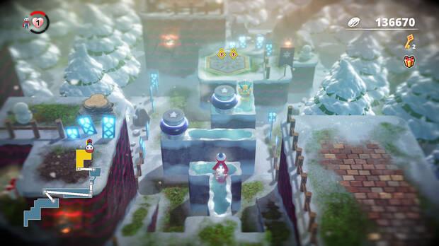 De vez en cuando encontraremos secciones de plataformas, pero es ante todo un juego de acción con la mecánica de las bolas de nieve.
