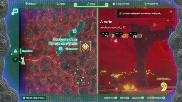 El mapeado está corrompido por Ganondorf y debemos librar batallas para devolverlo a su estado original.