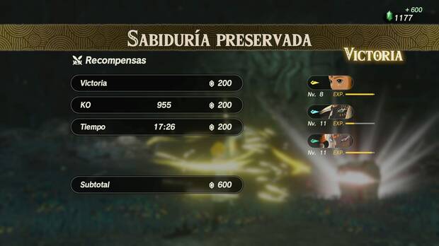 Al final de cada batalla obtenemos información sobre cómo lo hemos hecho, incluyendo el tiempo invertido.