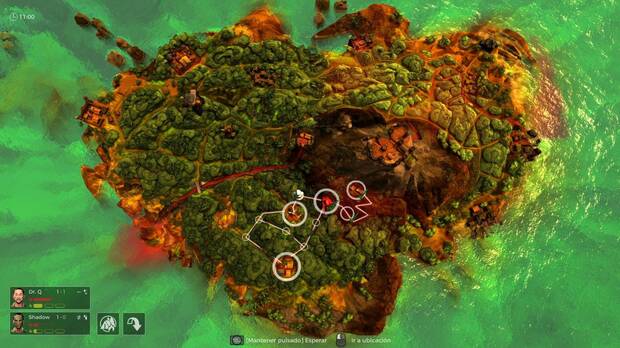 El mapa entre misiones es otro tablero de juego diferente, en el que también tenemos turnos y el enemigo nos persigue, por lo que tendremos que gestionar bien nuestros movimientos y descansos para no ser cazados por nuestros rivales.