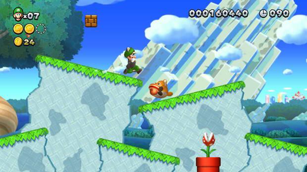 En 'New Super Luigi U' los personajes saltan mucho más, pero la inercia también es mayor y les cuesta más frenar.