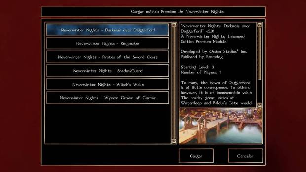 Los módulos premium, entre los que destaca Pirates of the Sword Coast y Kingmaker, están todos en inglés.